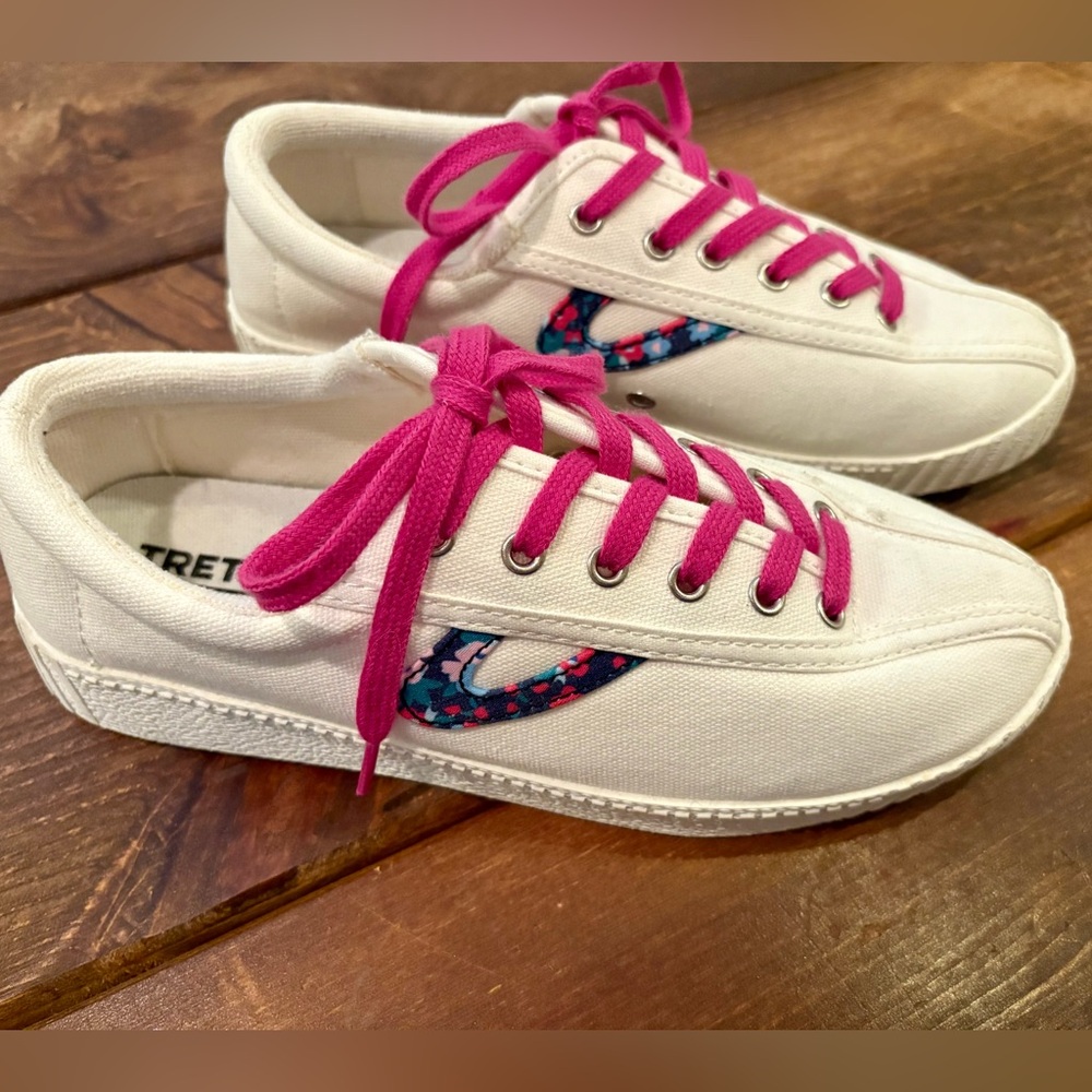 Tretorn White and Pink Sneakers